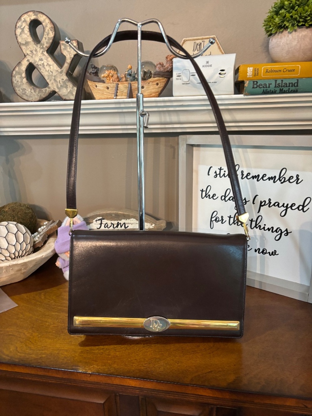 Dior rare Vintage 30 Montaigne Clutch/ Shoulder Bag brown leather